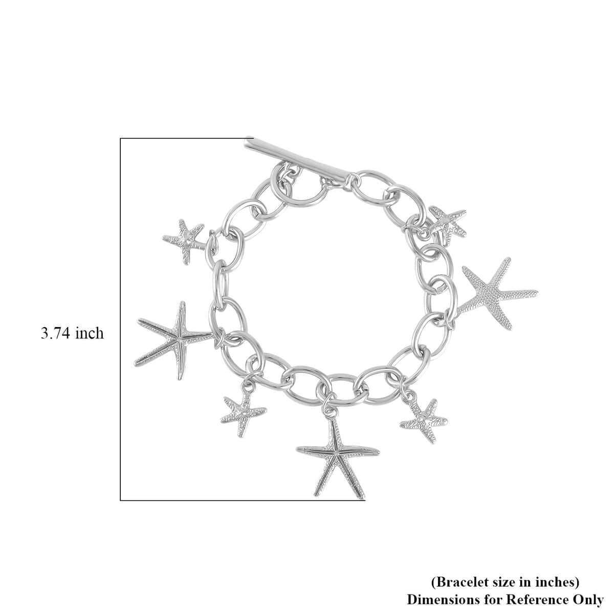 Round Link Chain Necklace (20-22 Inches) and Star Charm Bracelet (7.50In) in Silvertone image number 7