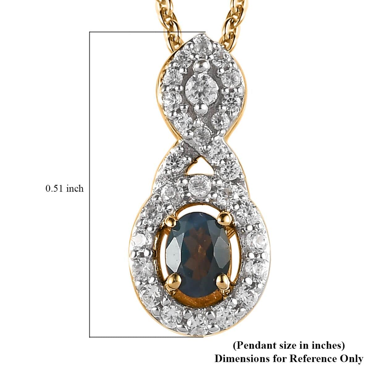 Narsipatnam Alexandrite and White Zircon Halo Infinity Pendant Necklace 20 Inches in Vermeil Yellow Gold Over Sterling Silver 0.40 ctw image number 3