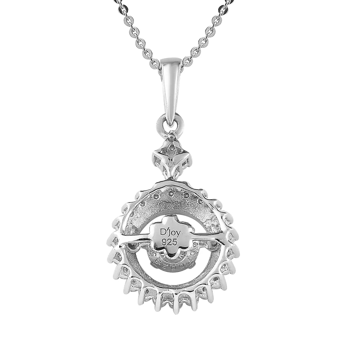 Moissanite Pendant Necklace, Moissanite Sunburst Pendant Necklace, Platinum Over Sterling Silver Pendant Necklace, 20 Inch Pendant Necklace 1.00 ctw image number 5