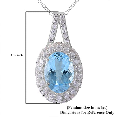 Premium Marambaia Topaz and White Zircon Halo Pendant Necklace 18 Inches in Platinum Over Sterling Silver 10.40 ctw
