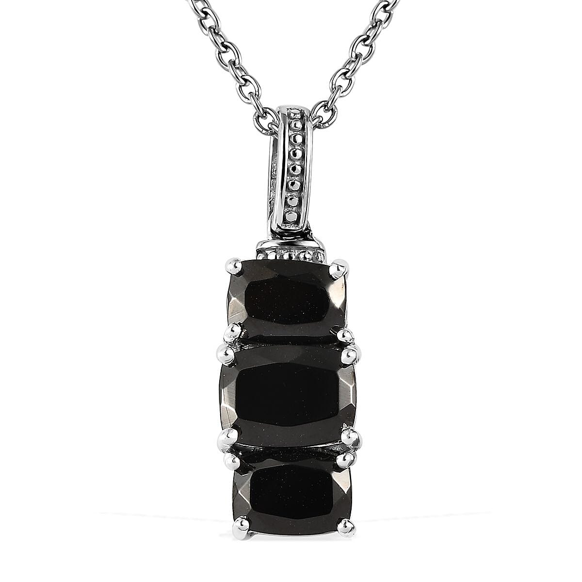 Elite Shungite Earrings, Ring (Size 5.0) and Pendant Necklace 20 Inches in Platinum Over Sterling Silver and Stainless Steel 5.50 ctw
