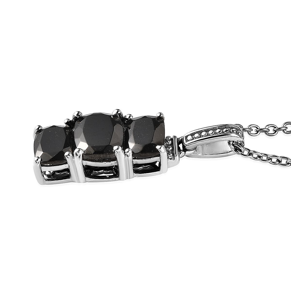 Elite Shungite Earrings, Ring (Size 5.0) and Pendant Necklace 20 Inches in Platinum Over Sterling Silver and Stainless Steel 5.50 ctw