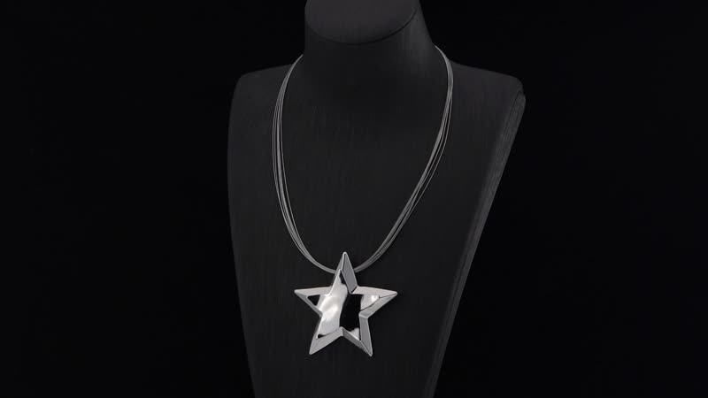 Set of Star Necklace (18-22 Inches) and Earrings in Silvertone