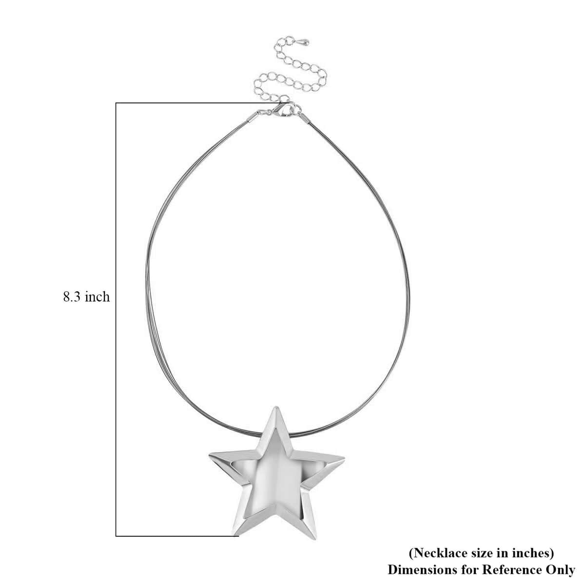Set of Star Necklace 18-22 Inches and Earrings in Silvertone image number 5