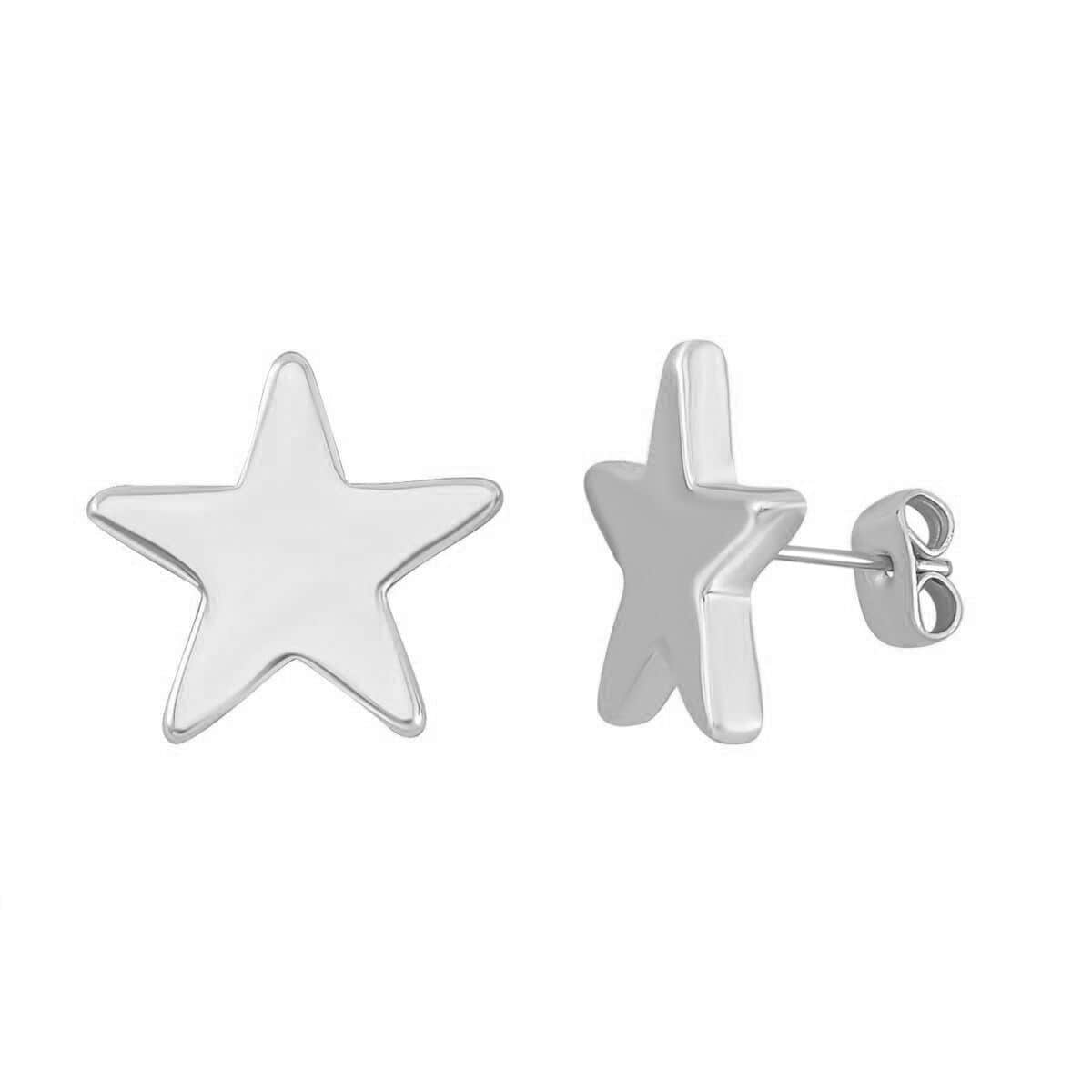 Set of Star Necklace 18-22 Inches and Earrings in Silvertone image number 6