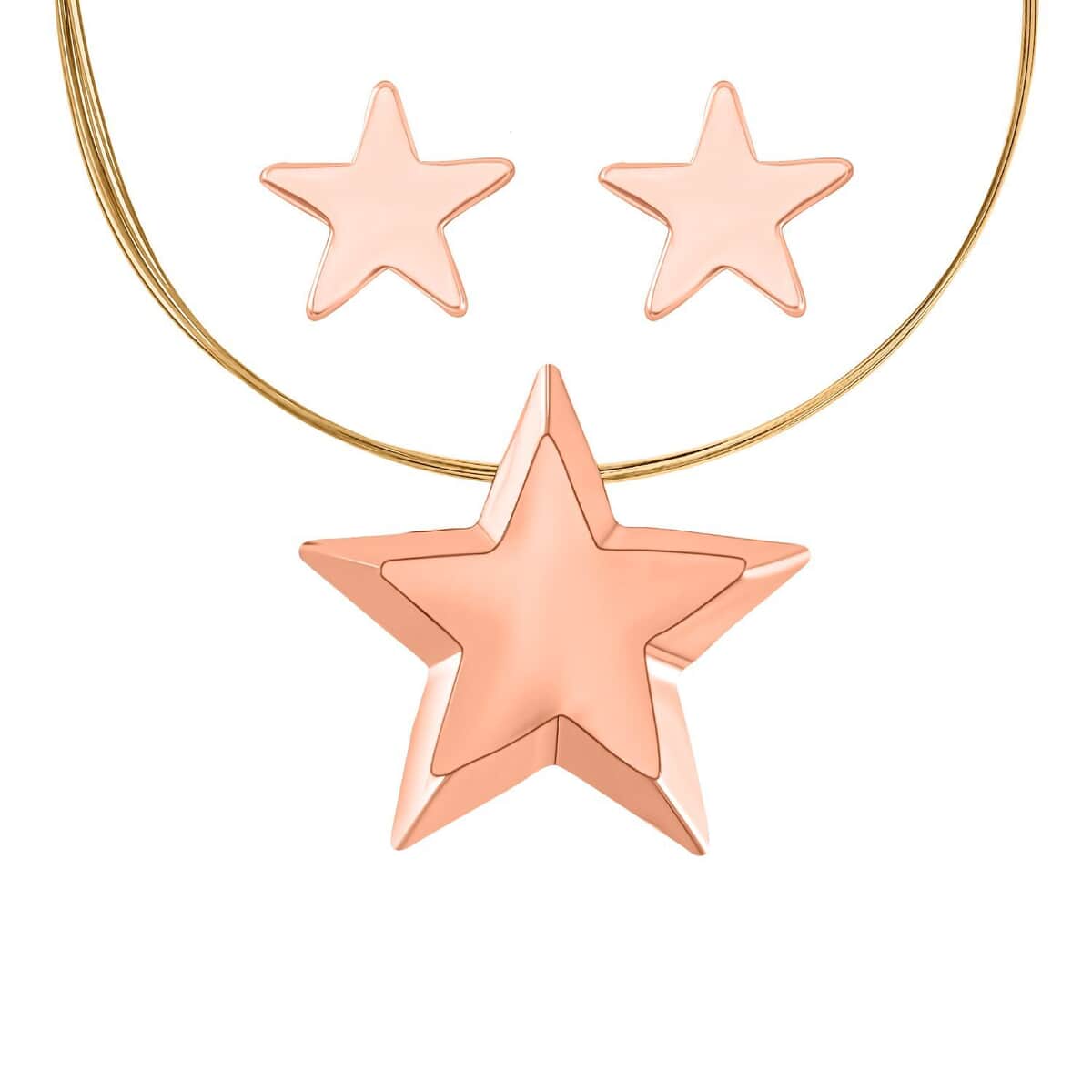 Set of Star Necklace 18-22 Inches and Earrings in Dualtone image number 0