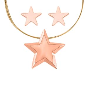 Set of Star Necklace 18-22 Inches and Earrings in Dualtone