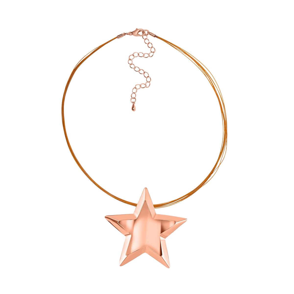 Set of Star Necklace 18-22 Inches and Earrings in Rosetone image number 2