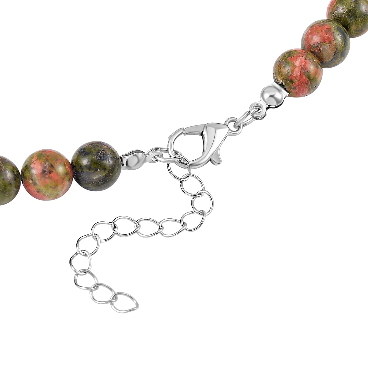 Multi Gemstone Beaded 7 Chakra Stretch Bracelet and Necklace 18-20 Inches with Hamsa Charm in Silvertone 288.50 ctw image number 4