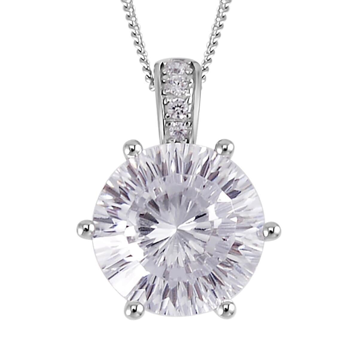 Lustro Stella Finest CZ Pendant Necklace (18 Inches) in Rhodium Over Sterling Silver 3.10 ctw image number 0