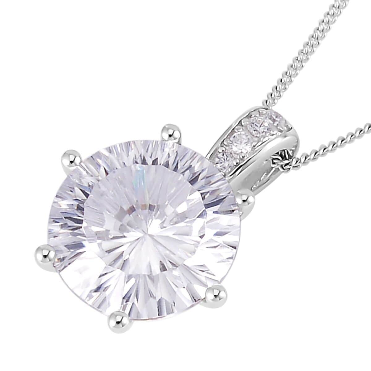 Lustro Stella Finest CZ Pendant Necklace (18 Inches) in Rhodium Over Sterling Silver 3.10 ctw image number 3