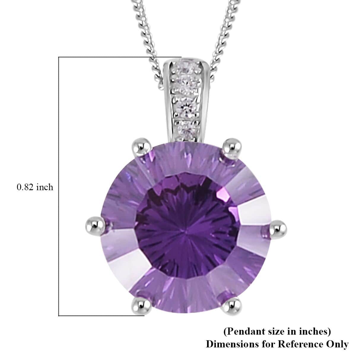 Lustro Stella Concave Cut Finest Purple and White CZ Pendant Necklace 18 Inches in Rhodium Over Sterling Silver 11.50 ctw image number 5