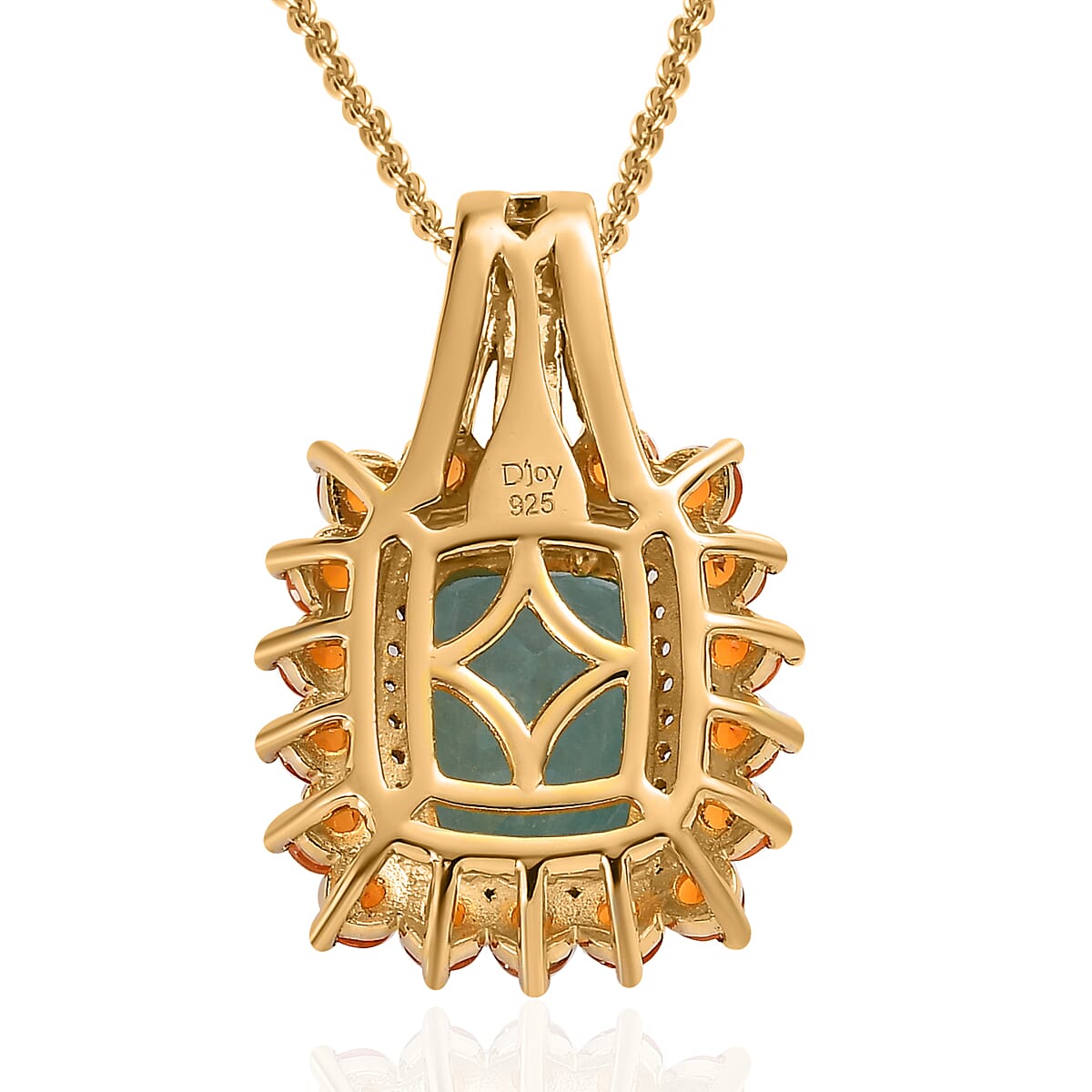 Grandidierite and Multi Gemstone Double Halo Pendant Necklace 20 Inches in Vermeil Yellow Gold Over Sterling Silver 1.65 ctw