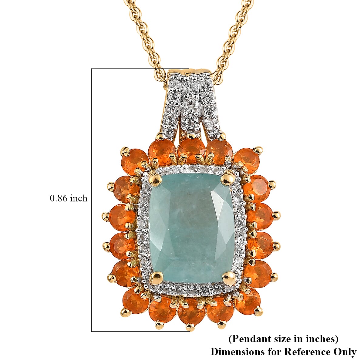 Grandidierite and Multi Gemstone Double Halo Pendant Necklace 20 Inches in Vermeil Yellow Gold Over Sterling Silver 1.65 ctw