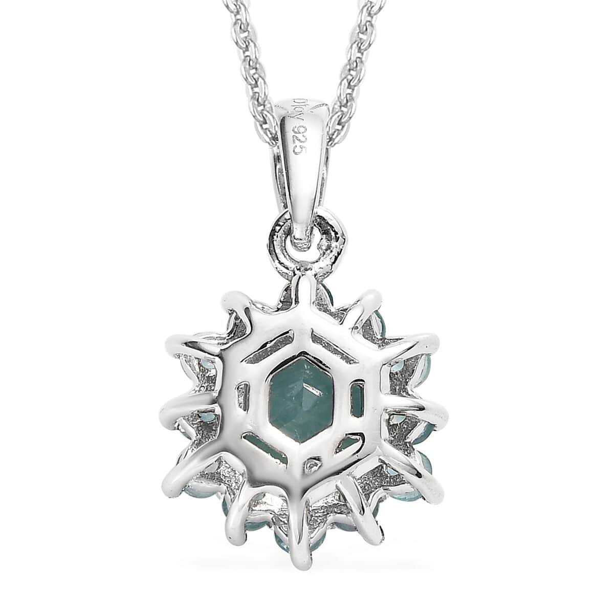 Grandidierite Floral Pendant Necklace 20 Inches in Platinum Over Sterling Silver 1.60 ctw image number 4