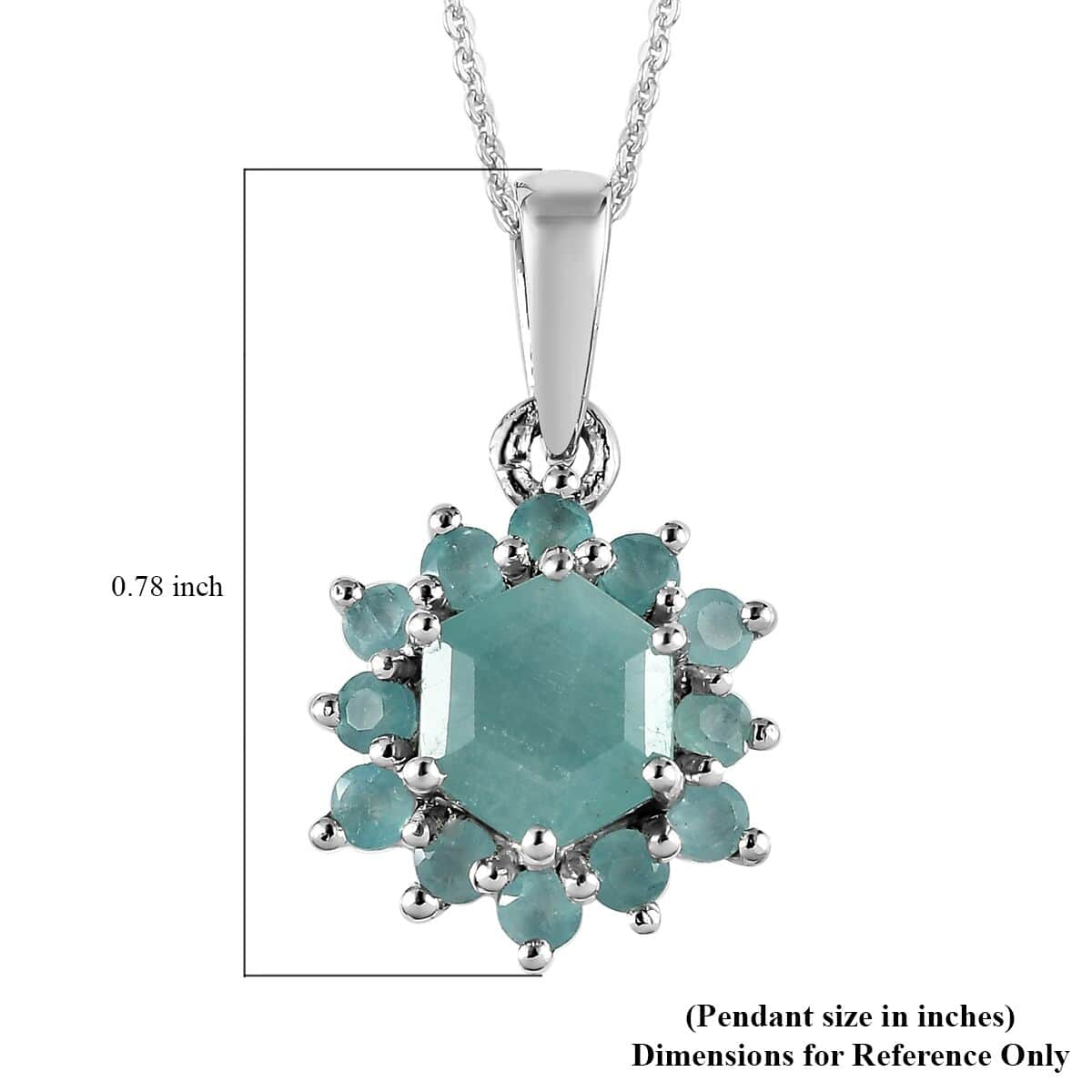 Grandidierite Floral Pendant Necklace 20 Inches in Platinum Over Sterling Silver 1.60 ctw image number 6