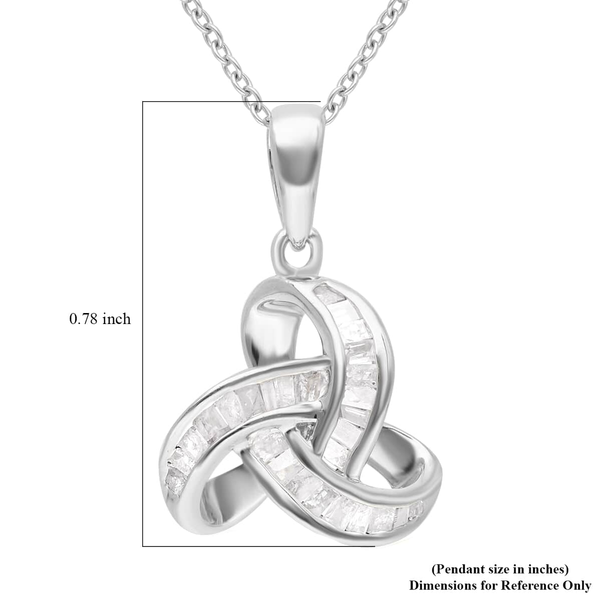 Diamond Knot Pendant Necklace 18 Inches in Platinum Over Sterling Silver 0.25 ctw image number 5
