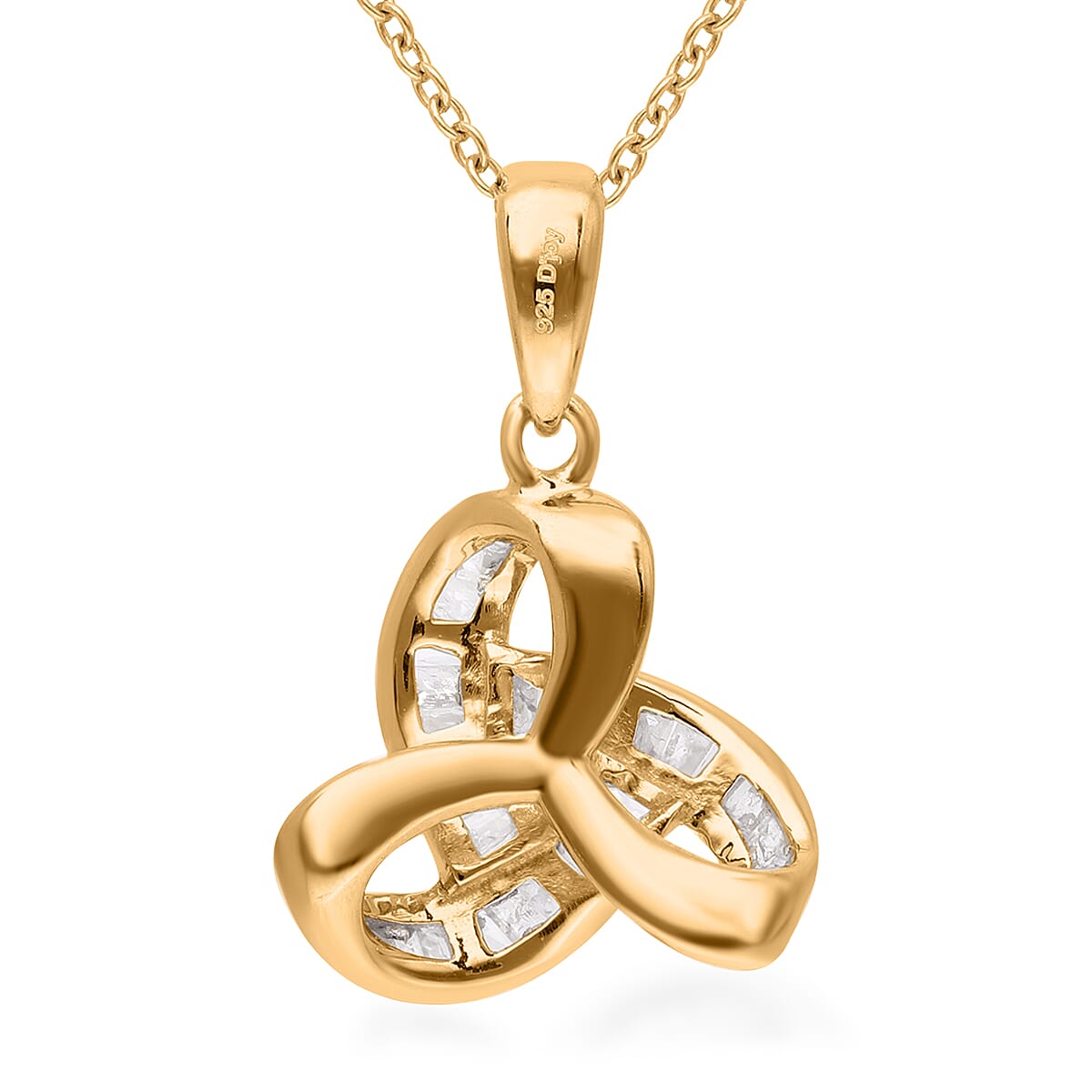 Diamond Knot Pendant Necklace 18 Inches in Vermeil Yellow Gold Over Sterling Silver 0.25 ctw image number 4
