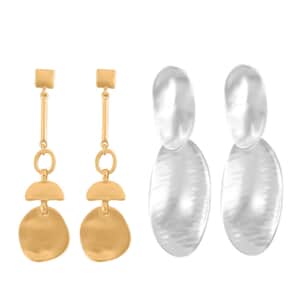 Set of 2 Geometrical Earrings in Silvertone and Goldtone
