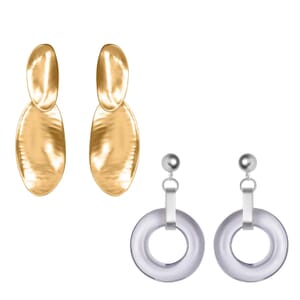 Set of 2 Geometrical Earrings in Silvertone and Goldtone