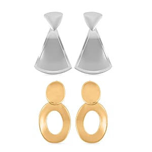 Set of 2 Geometrical Earrings in Silvertone and Goldtone