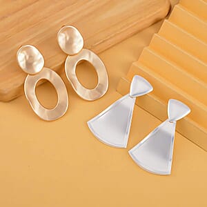 Set of 2 Geometrical Earrings in Silvertone and Goldtone