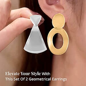 Set of 2 Geometrical Earrings in Silvertone and Goldtone