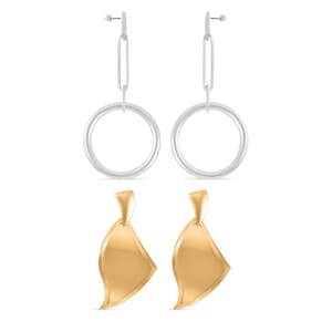 Set of 2 Geometrical Earrings in Silvertone and Goldtone