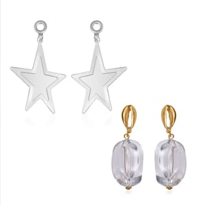Set of 2 Geometrical Earrings in Silvertone and Goldtone