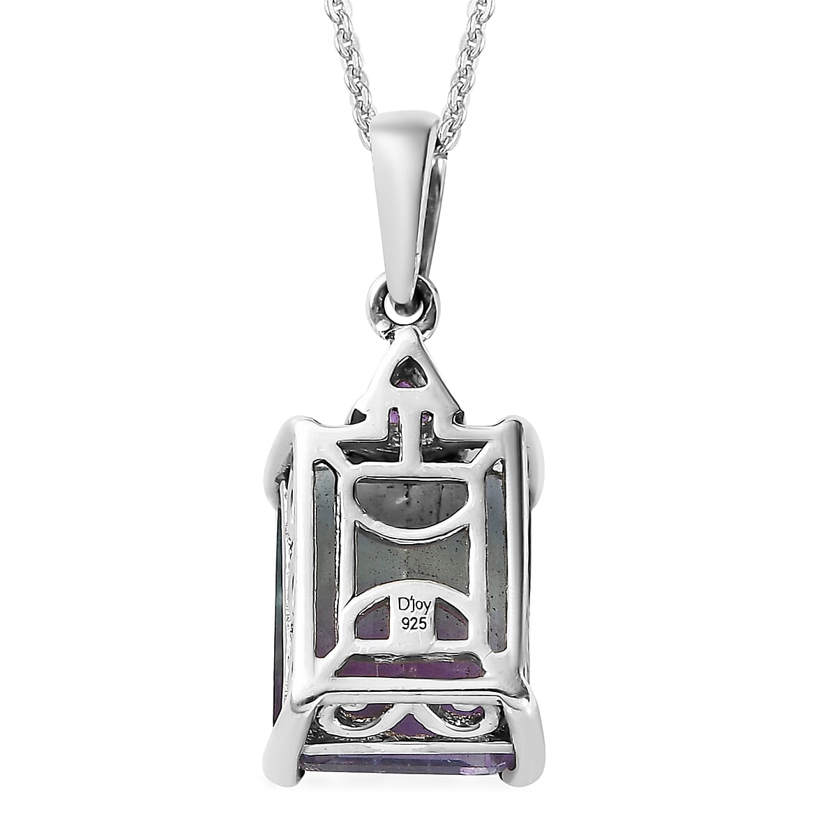 Bi Color Fluorite, Amethyst Earrings, Ring (Size 5.0) and Pendant Necklace 20 Inches in Platinum Over Sterling Silver 17.00 ctw