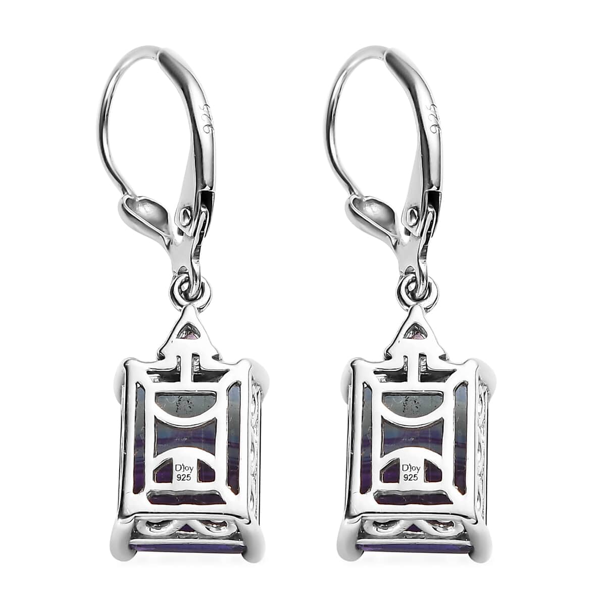 Bi Color Fluorite, Amethyst Earrings, Ring and Pendant Necklace 20 Inches in Platinum Over Sterling Silver 17.00 ctw (Del. in 7-10 Days) image number 8