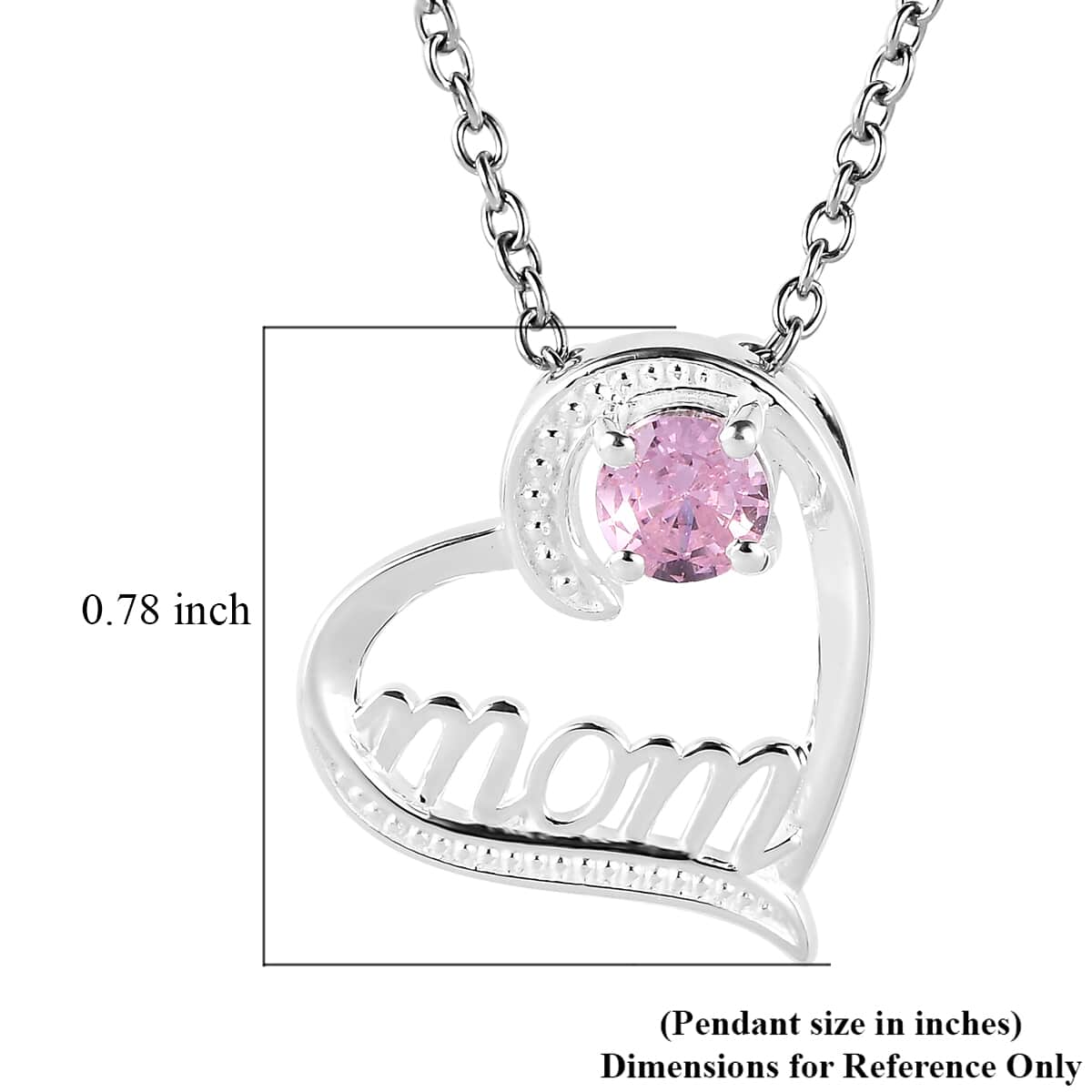 Simulated Pink Diamond Heart Pendant Necklace (20 Inches) in Sterling Silver and Stainless Steel 0.85 ctw image number 6