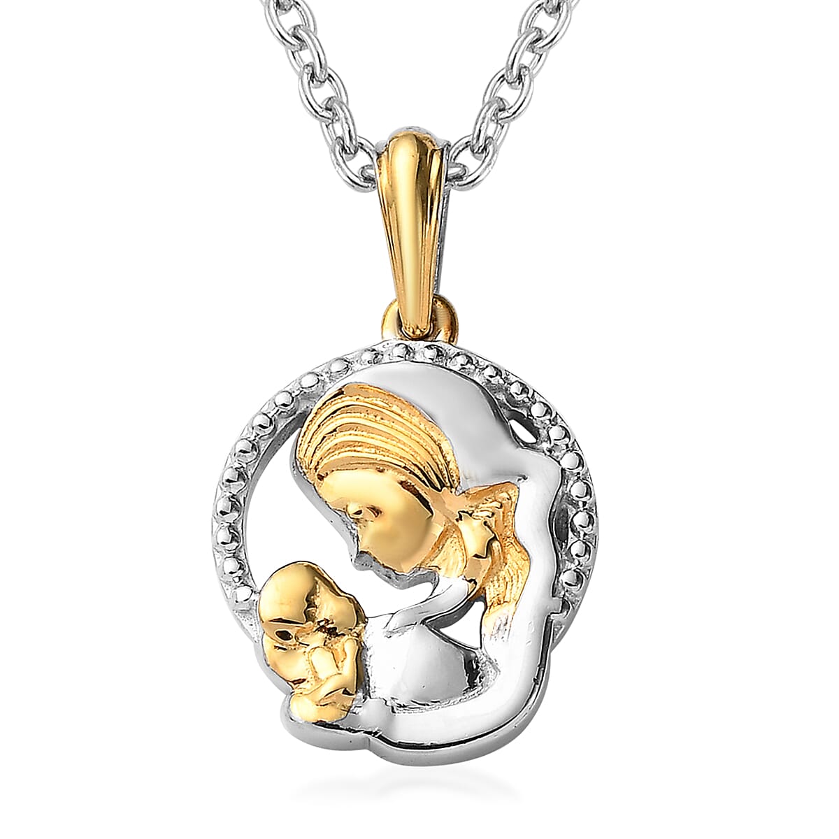 Buy 14K Yellow Gold Over and Sterling Silver Mom and Baby Pendant