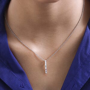 Simulated Multi Color Diamond Pendant in Sterling Silver with Stainless Steel Necklace 20 Inches 0.10 ctw