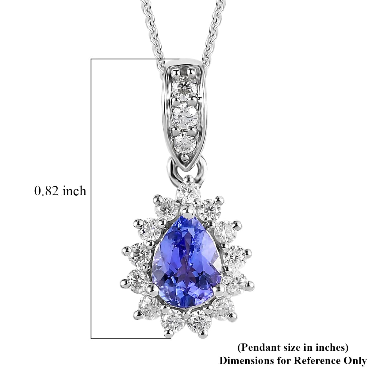 Tanzanite and Moissanite Sunburst Pendant Necklace 20 Inches in Platinum Over Sterling Silver 1.00 ctw image number 6