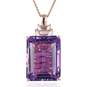 AAA Rose De France Amethyst and Multi Gemstone Pendant Necklace 20 Inches in Vermeil Rose Gold Over Sterling Silver 24.90 ctw