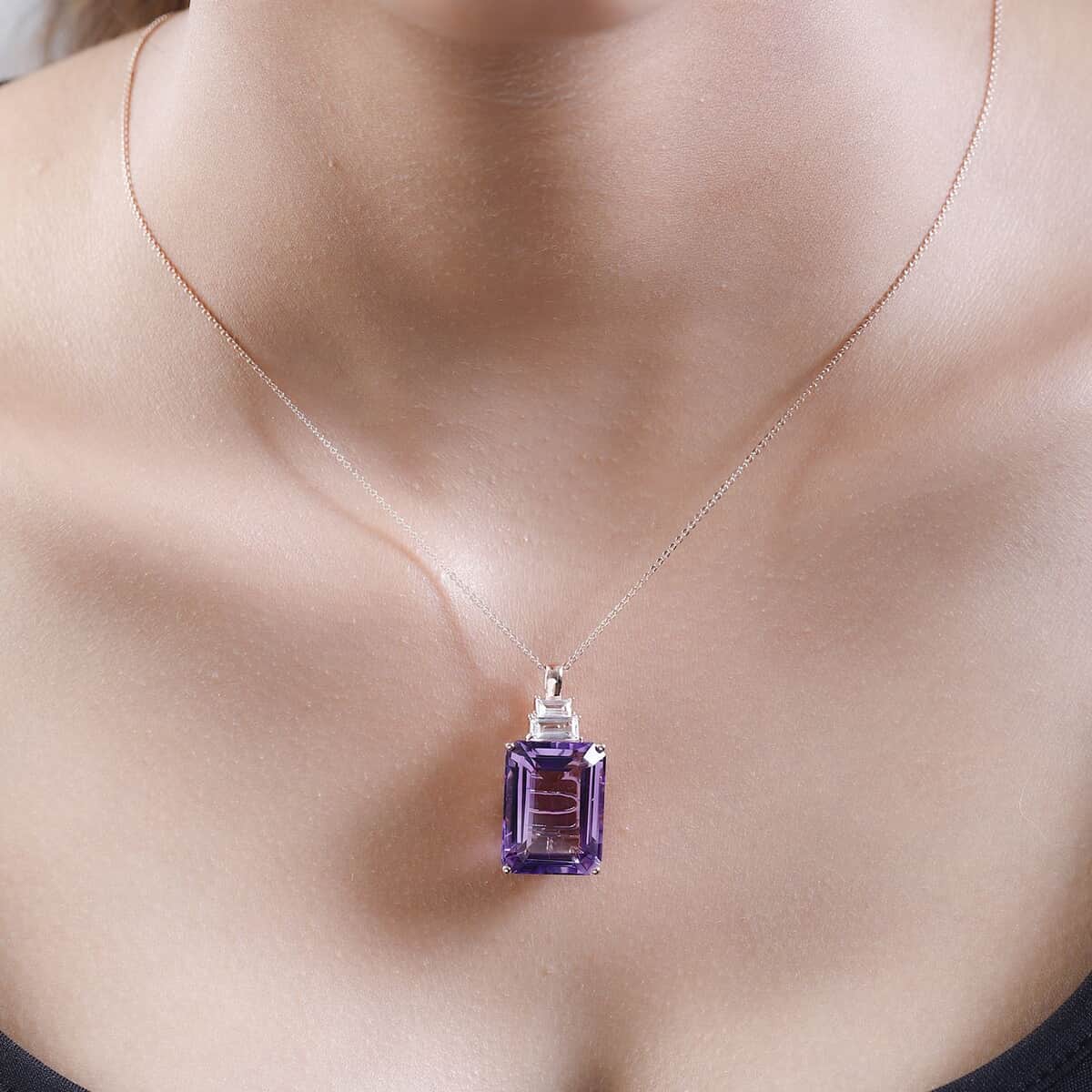 AAA Rose De France Amethyst, Multi Gemstone Pendant Necklace (20 Inches) in Vermeil RG Over Sterling Silver 23.85 ctw image number 1