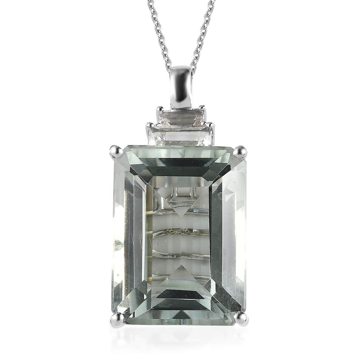 AAA Montezuma Prasiolite and Multi Gemstone Pendant Necklace 20 Inches in Platinum Over Sterling Silver 24.90 ctw image number 0