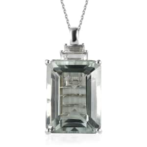AAA Montezuma Prasiolite and Multi Gemstone Pendant Necklace 20 Inches in Platinum Over Sterling Silver 24.90 ctw