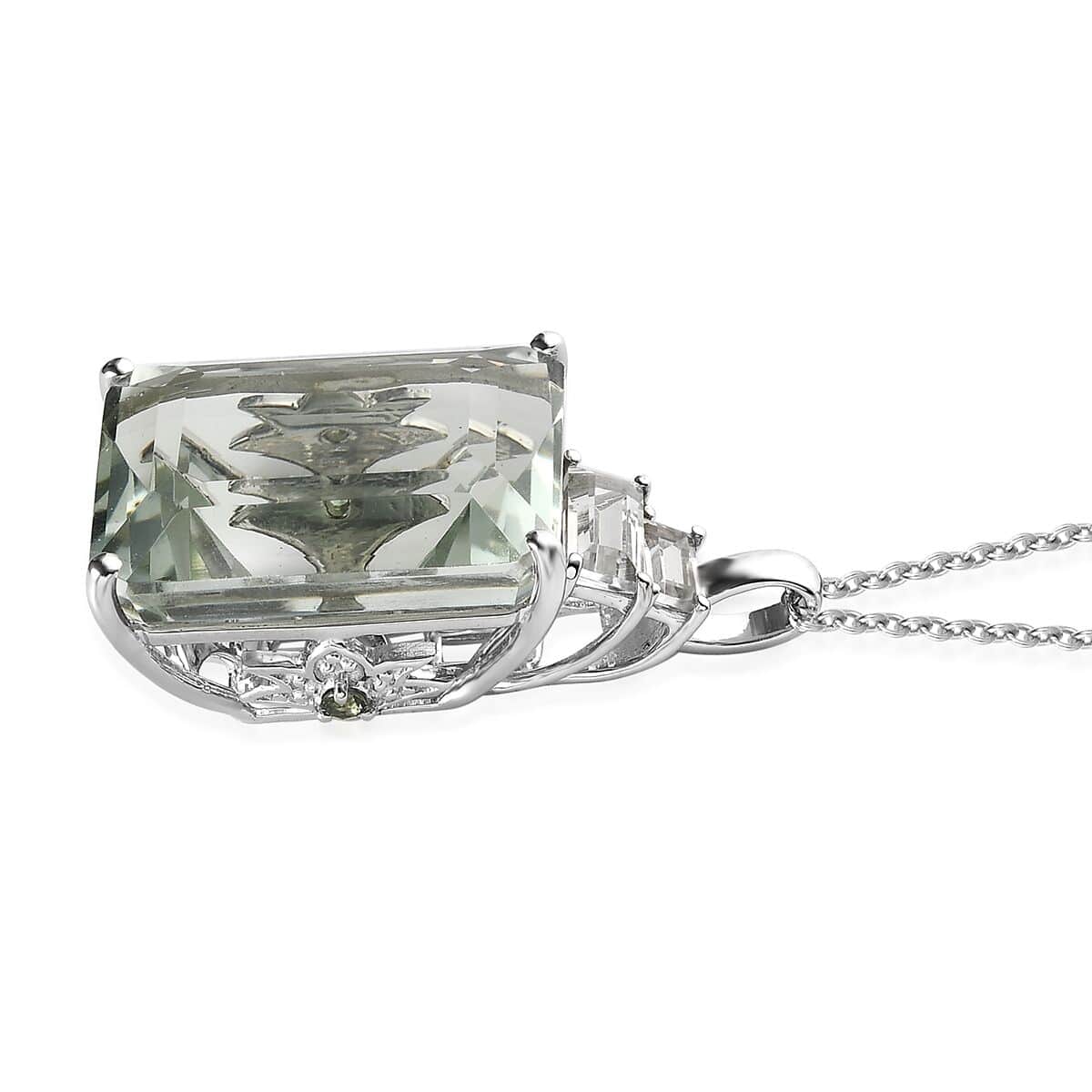 AAA Montezuma Prasiolite and Multi Gemstone Pendant Necklace 20 Inches in Platinum Over Sterling Silver 24.90 ctw image number 3