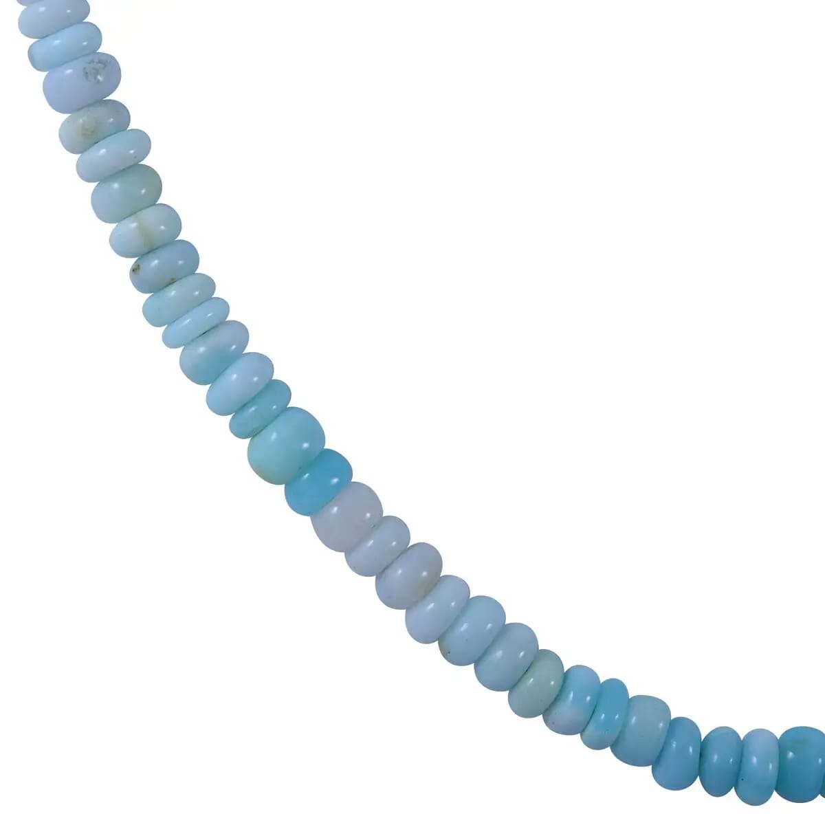 Enhanced Blue Opal Beaded Necklace 18 Inches and Bracelet 7.25In in Rhodium Over Sterling Silver 100.00 ctw image number 4