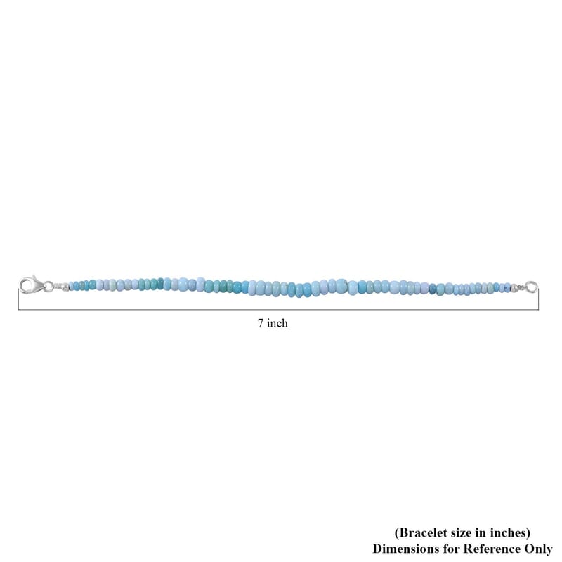 Enhanced Blue Opal Beaded Necklace And Bracelet Set, Blue Opal Jewelry Set, 18 Inch Bead Necklace, 7.25 Inch Bead Bracelet, Rhodium Over Sterling Silver Jewelry Set 100.00 ctw