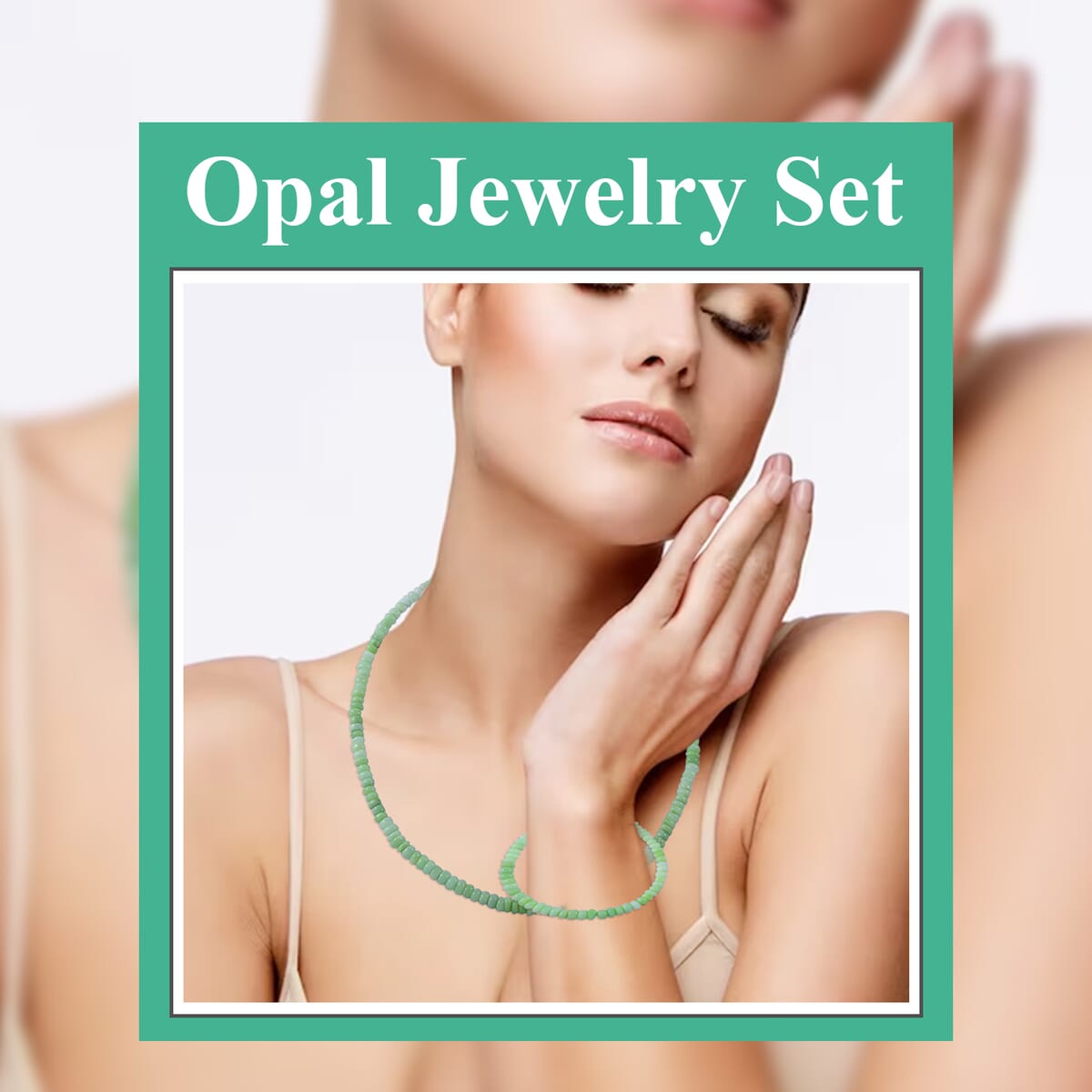 Enhanced Green Opal 100.00 ctw Beaded Necklace (18 Inches) and Bracelet (7.25In) in Rhodium Over Sterling Silver image number 1