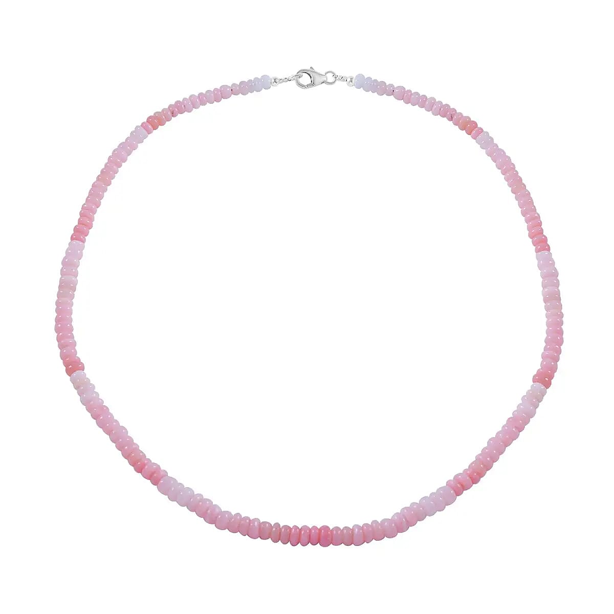 Enhanced Pink Opal 100.00 ctw Beaded Necklace 18 Inches and Bracelet (7.25In) in Rhodium Over Sterling Silver image number 3