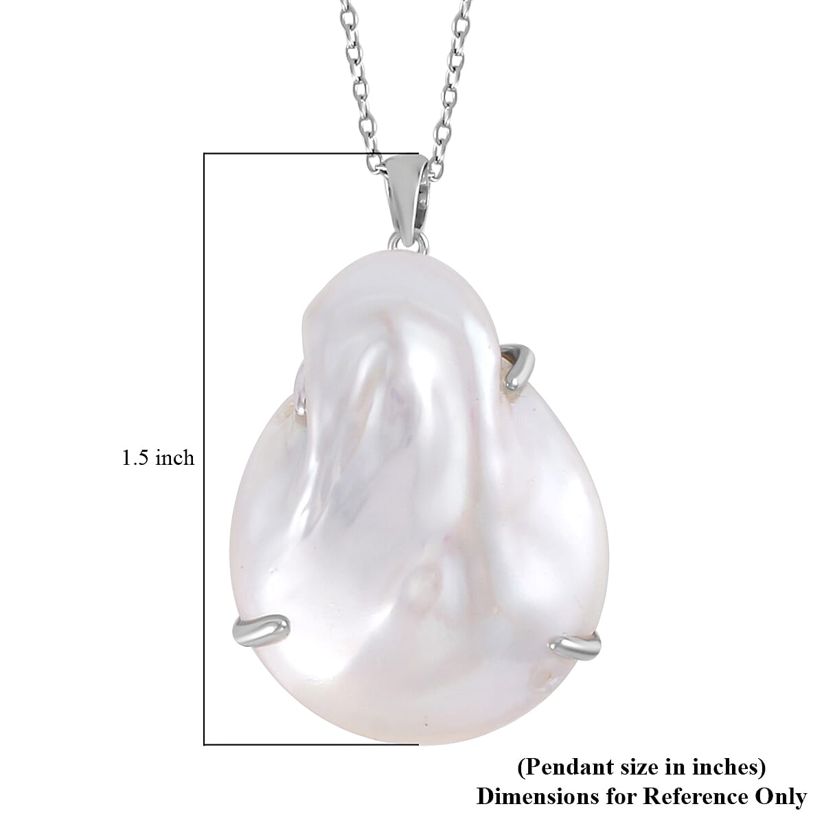 Organic Shape Baroque Pearl Pendant Necklace 18 Inches in Rhodium Over Sterling Silver image number 5