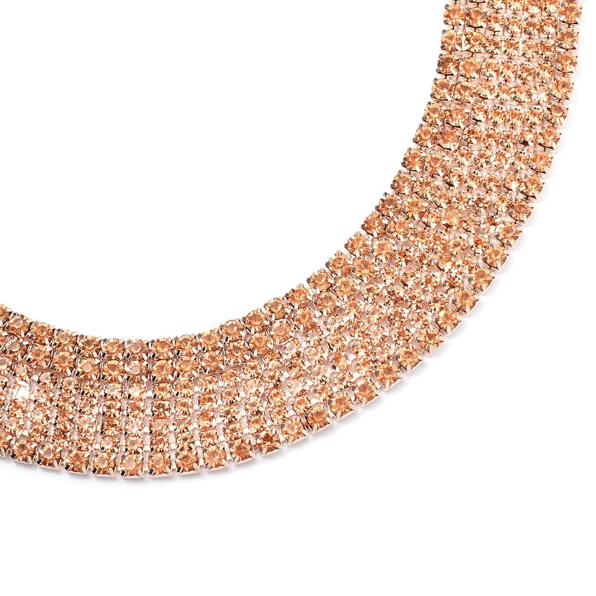 Peach Color Austrian Crystal Necklace and Earrings in Rosetone 18-22 Inches image number 3