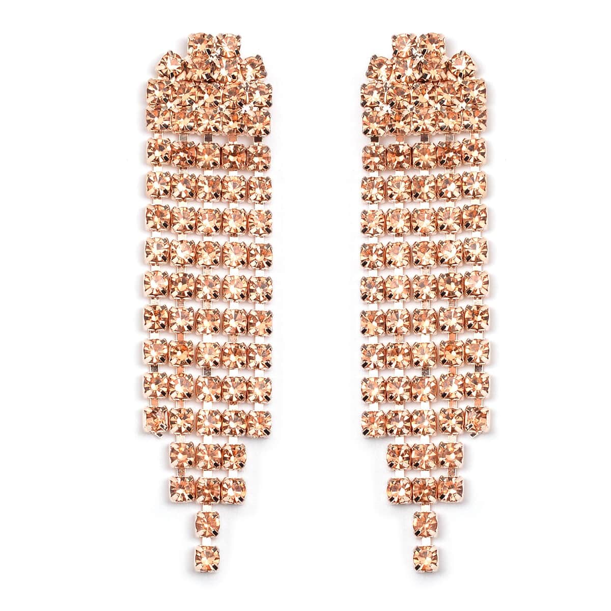 Peach Color Austrian Crystal Necklace and Earrings in Rosetone 18-22 Inches image number 5