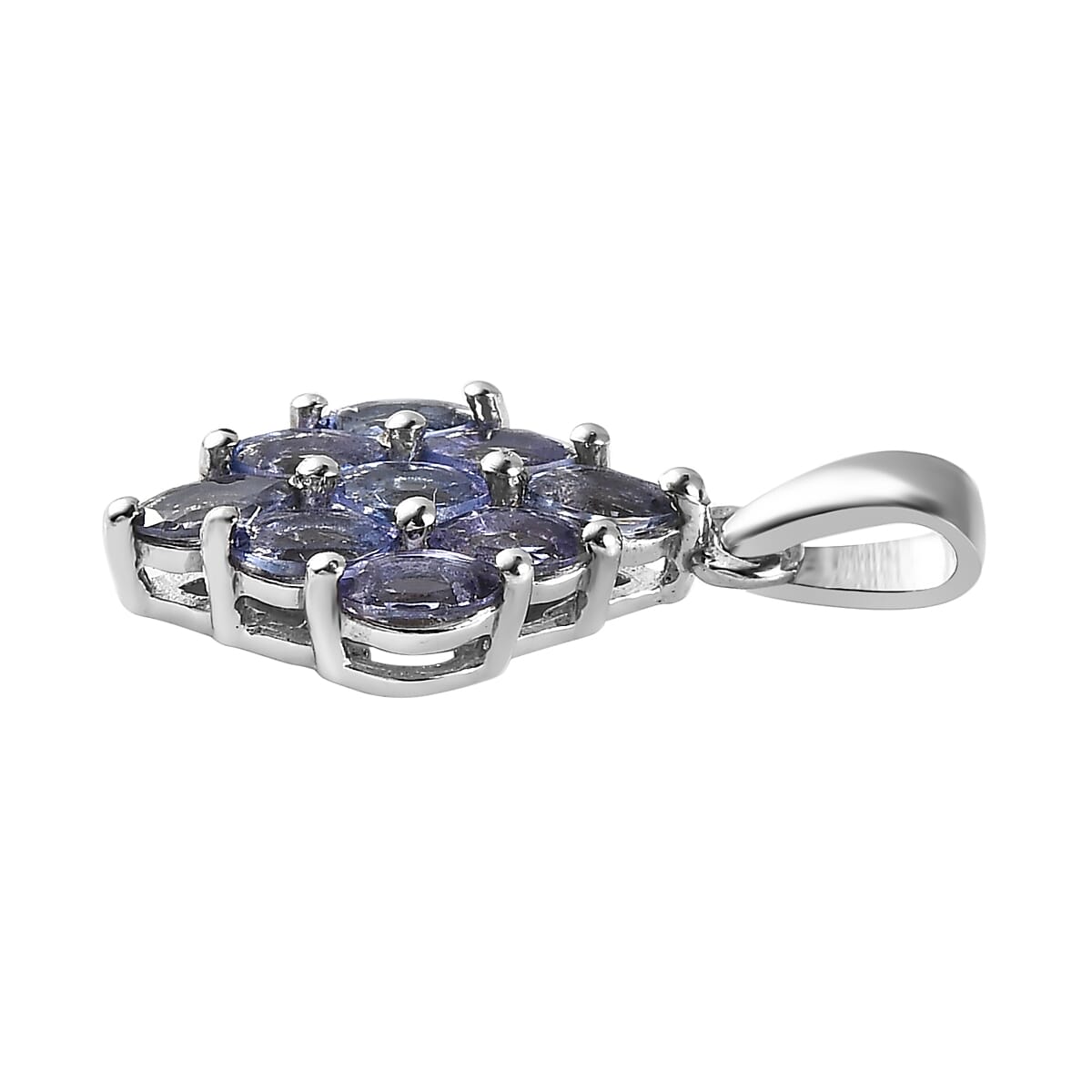 Tanzanite Cluster Ring and Pendant in Platinum Over Sterling Silver (Del. in 7-10 Days) 1.75 ctw image number 6