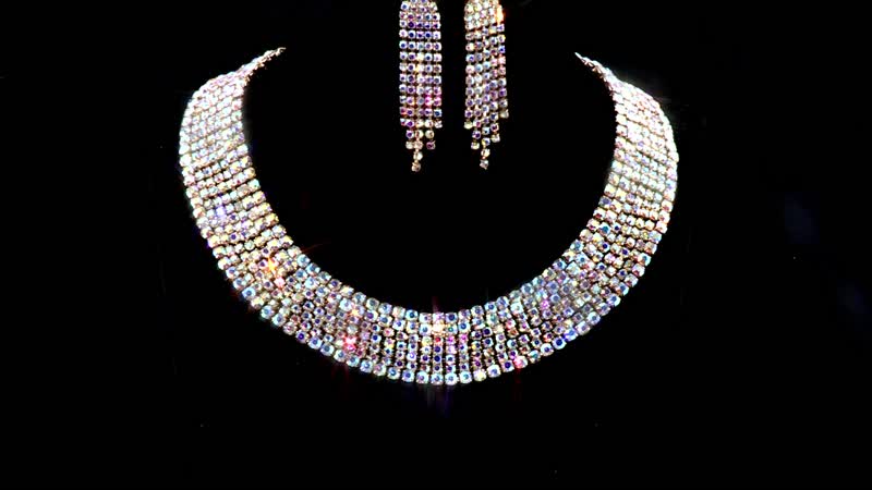 TLV Purple Austrian Crystal Necklace (18-22 Inches) and Earrings in Rosetone