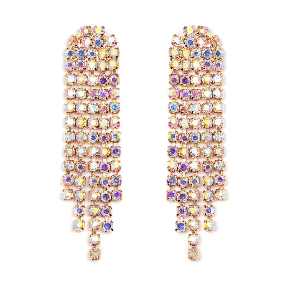 Aurora Borealis Austrian Crystal Necklace 16-20 Inches and Earrings in Goldtone image number 5